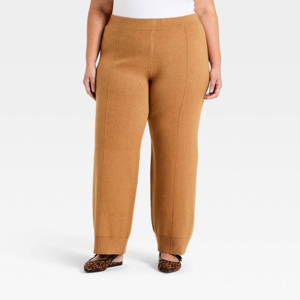 Women's Wide Leg Sweater Pants - A New Day Brown XXL